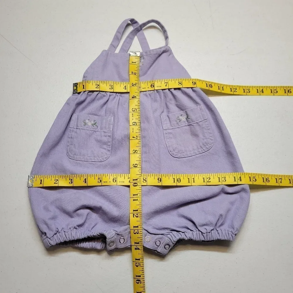 Ralph Lauren Vintage 90s Purple Lavender Girls Overalls Bubble Shorts